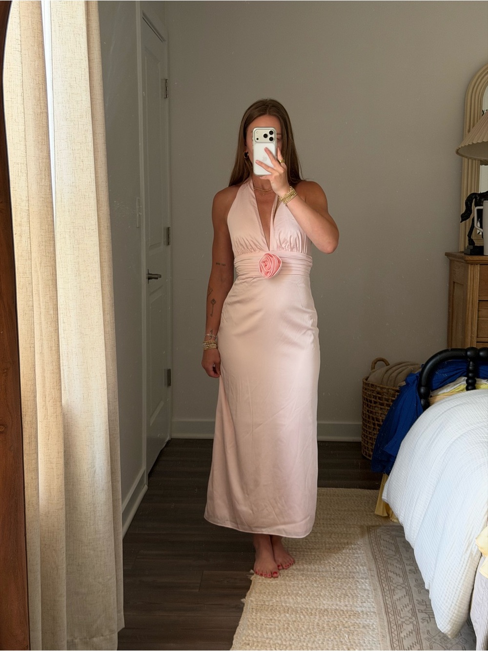 Abercrombie & Fitch Light Pink Halter Maxi Dress
